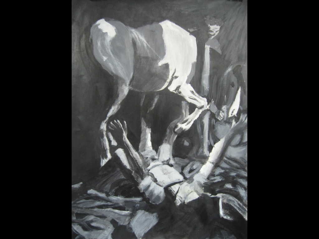 15. Chiaroscuro:Value, acrylic on paper, 25” x 21”