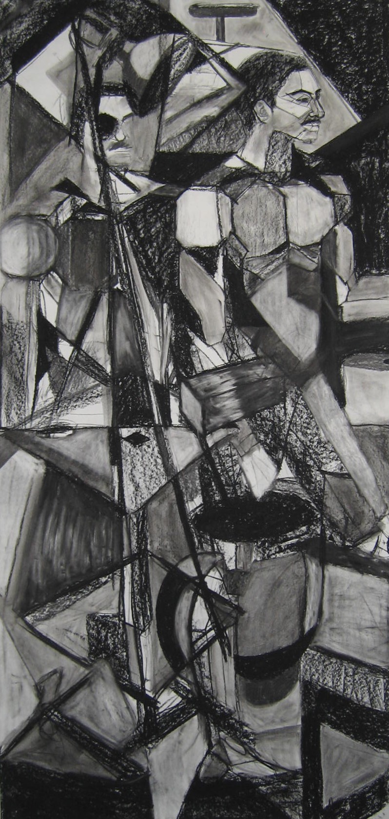 16. Cubism Inventive Space, charcoal on paper,  6' x 4'
