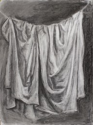 2. Drappery Study, charcoal on paper, 25" x 21"