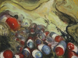 6. Abstraction Tylenol, oil on panel, 21” x 25” 