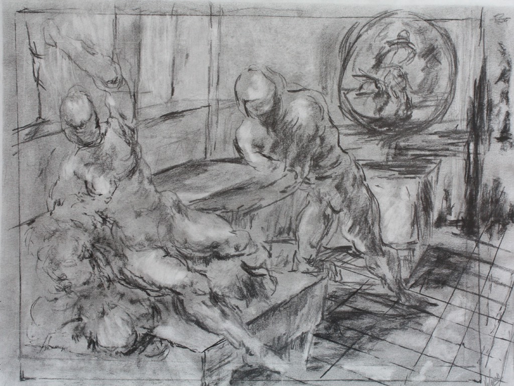 3.  Visual Analysis study Velazquez, charcoal on paper, 11" x 14"
