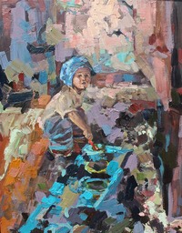 The Boy with the Blue Hat    14 inches x 11 inches oil on panel